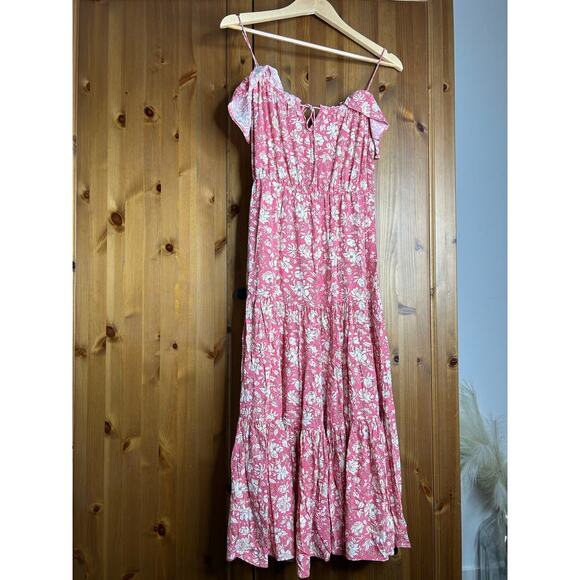 J. Crew Tiered Maxi Dress Tossed Floral Women’s XS Pink Ruffle Romantic Fairy - Picture 7 of 13
